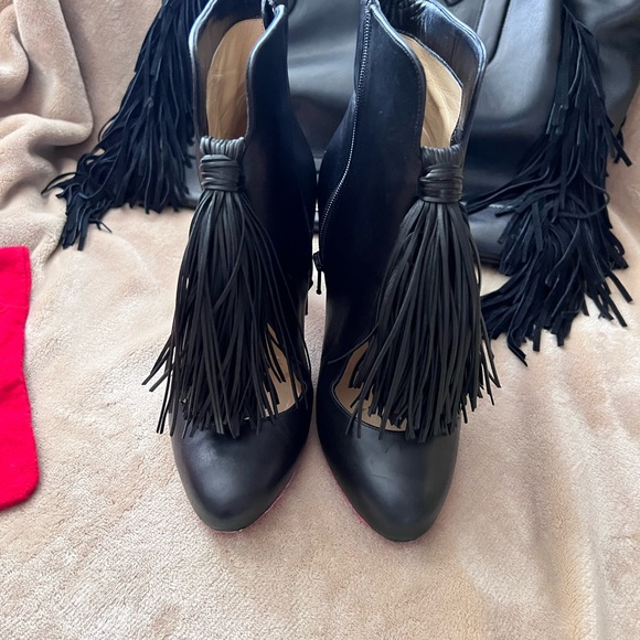 Christian Louboutin Christina 85 ankle tassel booties 39.5, fits like size 8 US. - Picture 2 of 8